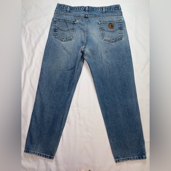 Carhartt Men’s Size 38W 30L Medium Wash Relaxed Fit Straight Leg Jeans - Picture 9 of 9